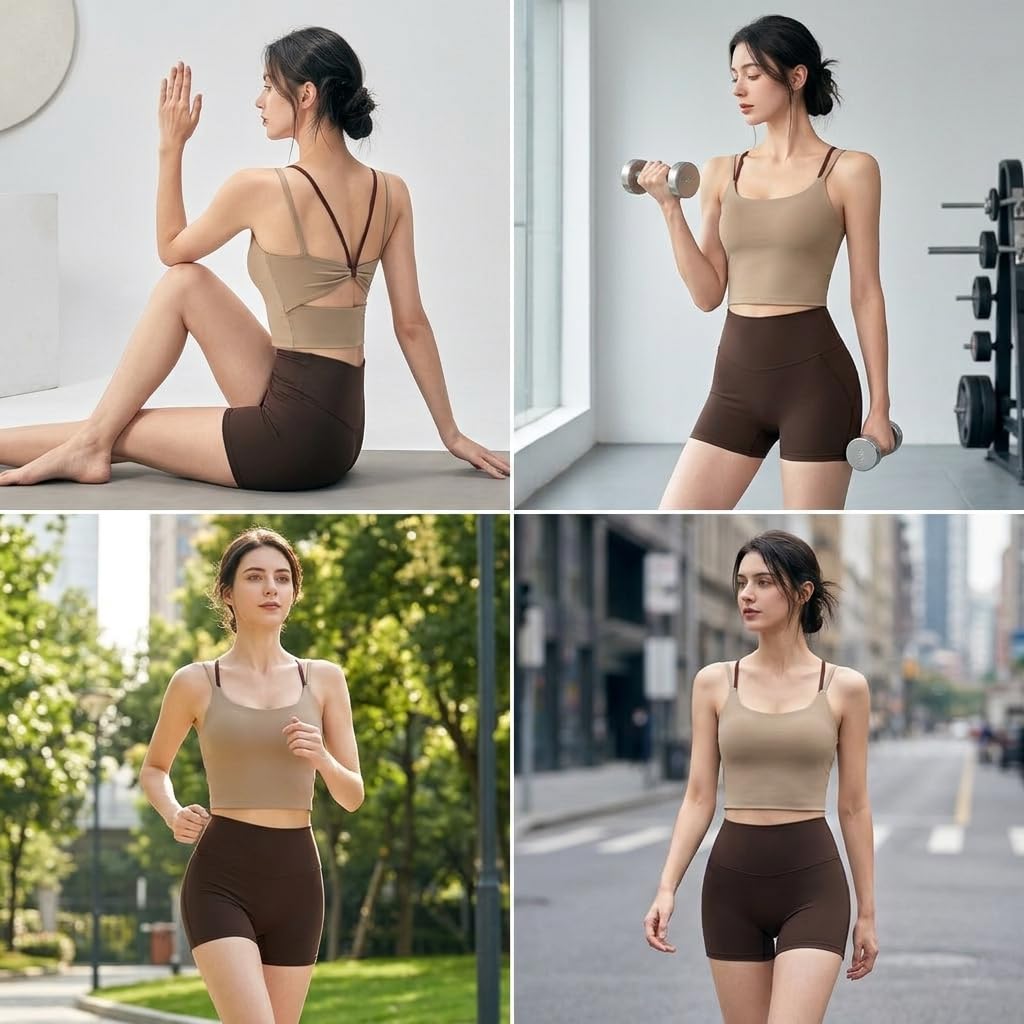 Damen Sport Shorts Set, Zweiteiliger Sportanzug für Fitness und Workout, sportbekleidung