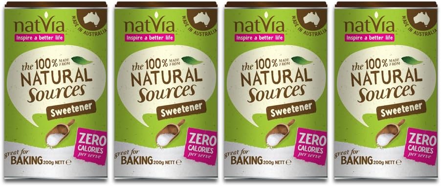 Natvia 100 Percent Natural Sweetener Canister 200 g (Pack of 4)