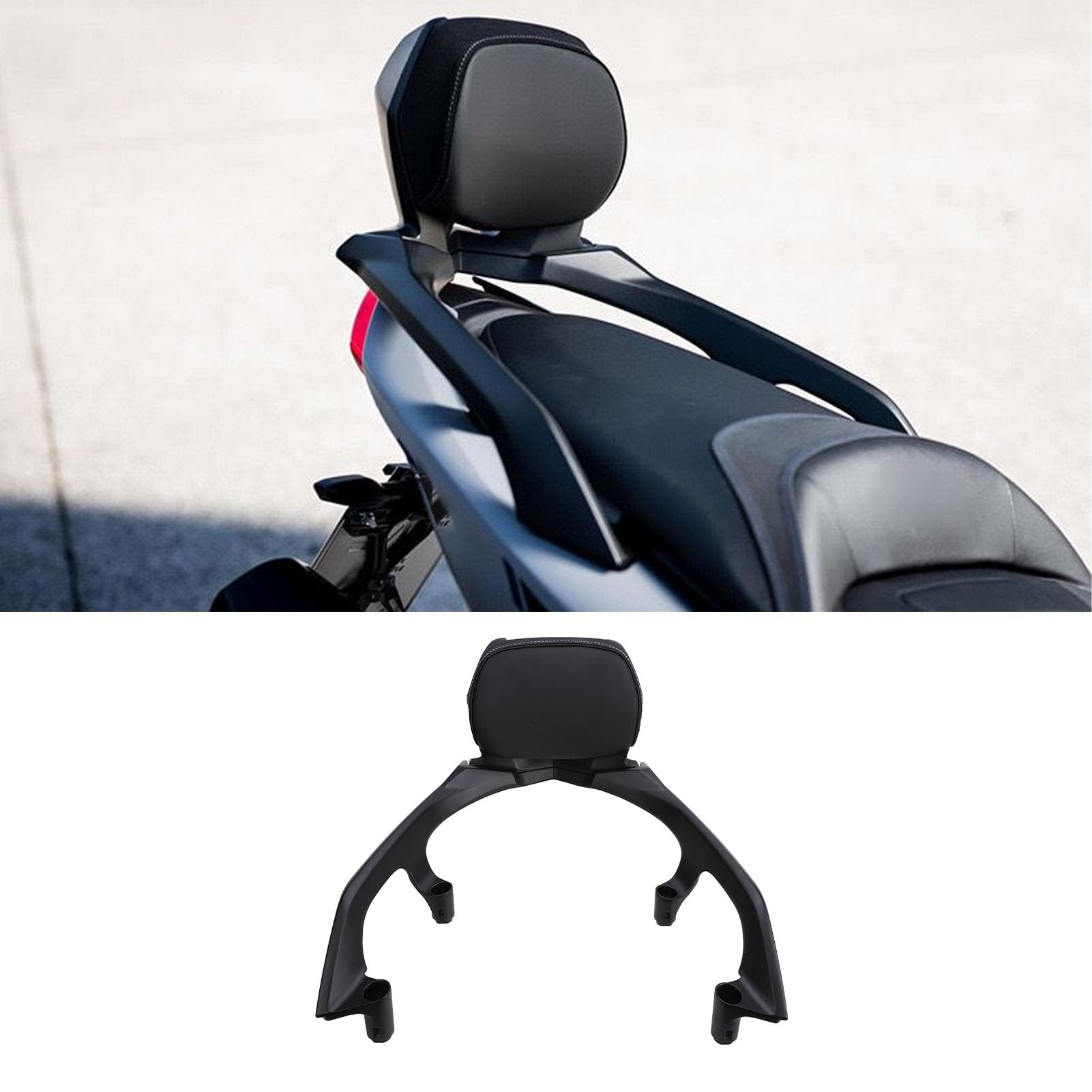 Qqmora Dossier de Siège Passager de Moto, Dossier de Siège Arrière, de Passager, Réduction de la Résistance au Vent, Support Lombaire avec Coussin de Cadre pour Tmax 530