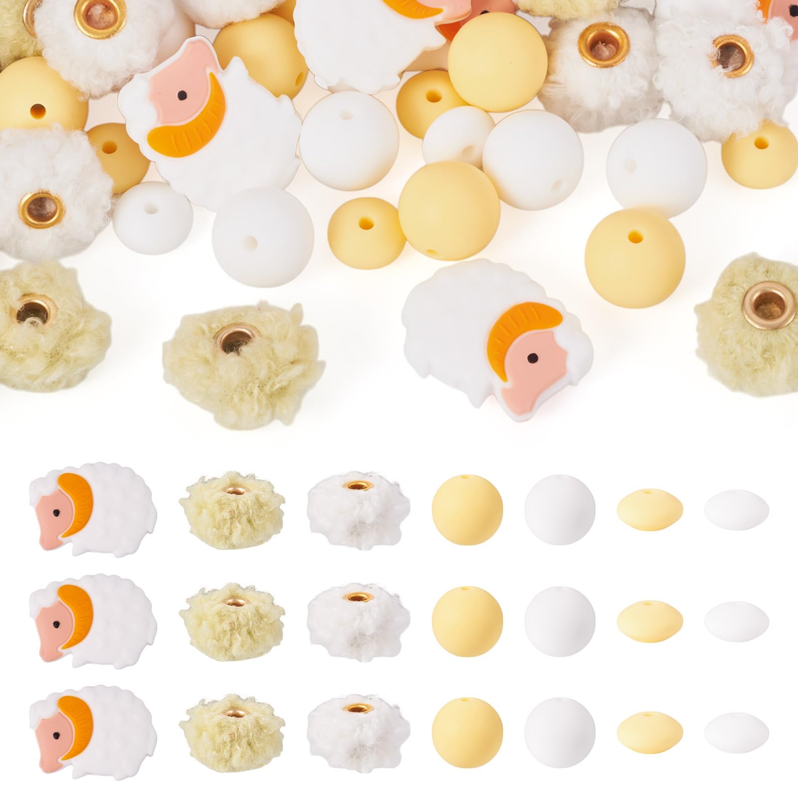 Perles en silicone sherpa durables pour la création de bracelets