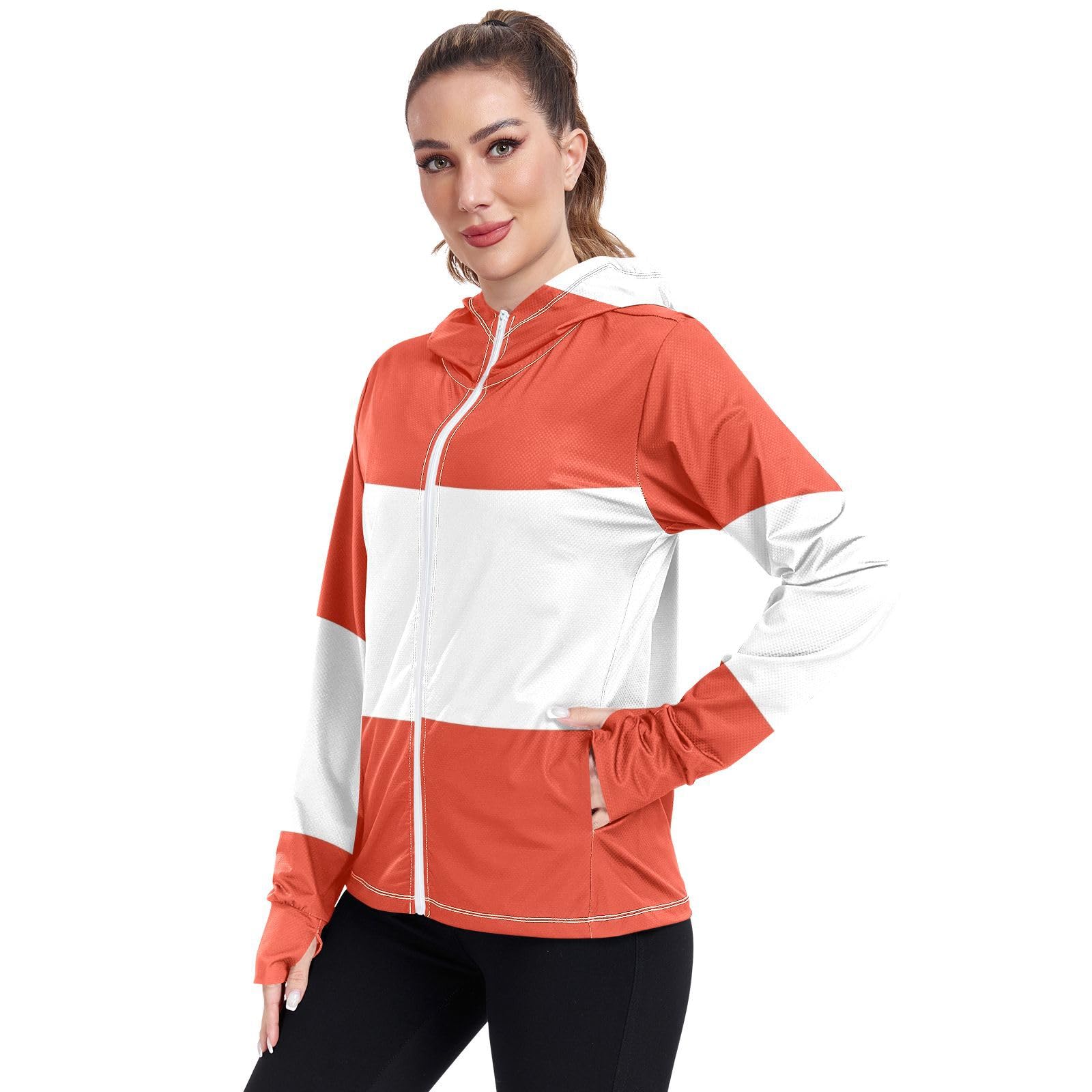 Austria Flag Womens UPF 50+ Sun Protection Hoodie Jacket Lightweight Long Sleeve Sun Shirt with Pocket Multicoloured