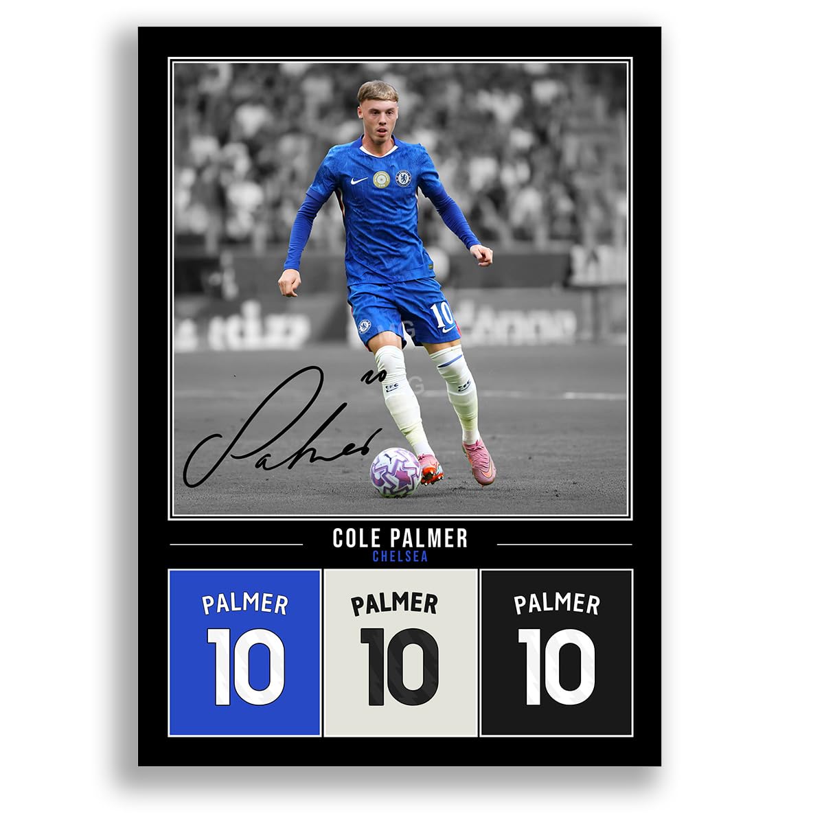 Cole Palmer Chelsea Signed Photo Poster A4/A3 Print Picture Display Framed Autograph Memorabilia for Football Fans Gift England (A3 Poster Only Black)