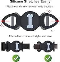 Vista 13 de Waterproof Collar Holder Compatible with Airtag (2 Pack), Protective Anti-Lost Case for GPS Tracker, Silicone Collar Holder for Pets (Pink/Purple)