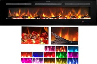 Modern Flames 60 Inch 152cm Electric Fireplace Wall Mounted or Insert Recessed Adjustable Thermostat, HD LED Touch & Remote Control Electric Heater 13 Flame & 13 Bed Colours 750W - 1.5kW (60 Inch)