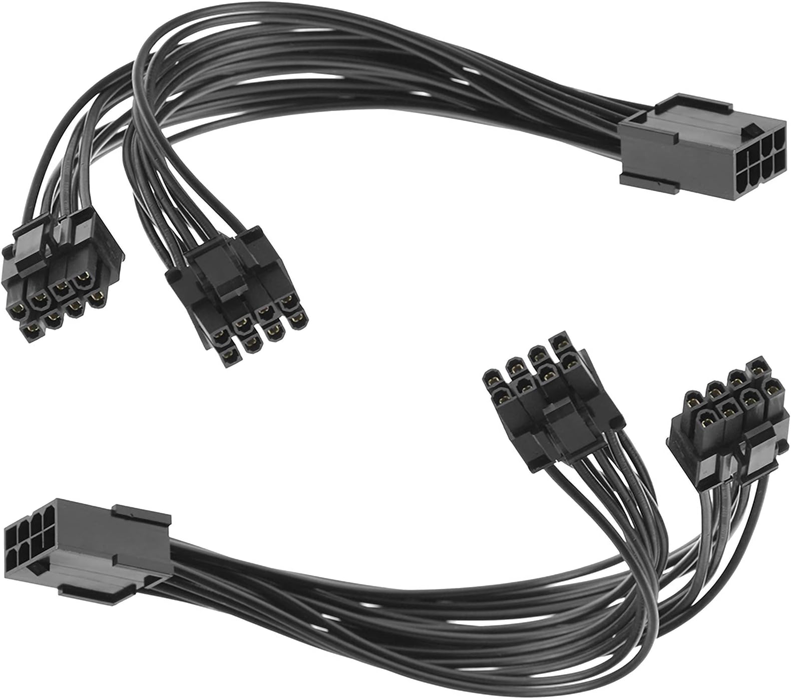 2Pcs Sleeved 8 Pin to Dual 8 Standard Pcie Gpu Power Cable Splitter Adapter 8 Pin Female to Dual 8 Pin (6+2) Male8 and 6 Pin to 8 Pin Braided Pcie Cable(Lklyonewy)