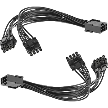 Lewttyer 20 cm GPU Graphics Cards Y Cable 8 Pin to 2 x 8 Pin 18Awg Graphics Card Power Cable Pcie Splitter 8 x (2 + 6) Pin Adapt