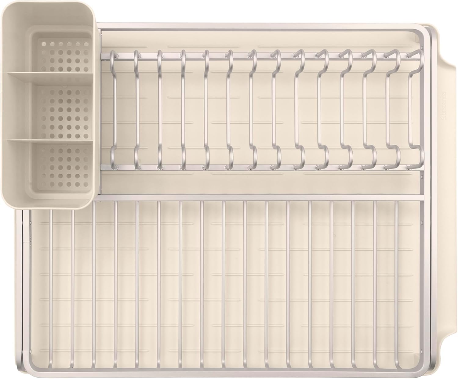 Brabantia Égouttoir Vaisselle SinkSide (Beige Clair), Égouttoir Vaisselle sur évier Polyvalent avec Panier à Couverts Amovible, Organisateur Plan de Travail Cuisine avec egouttoir Couverts intégré