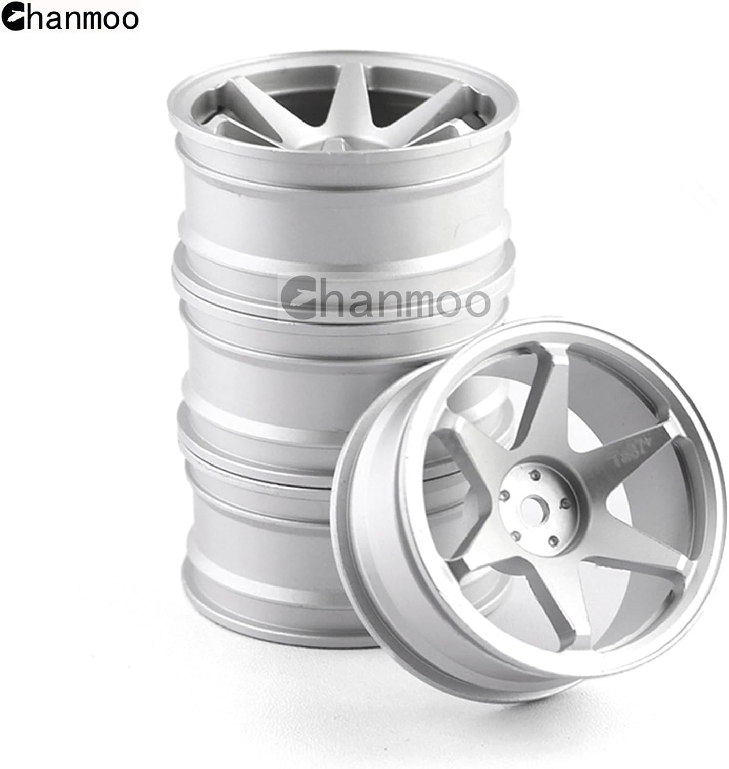 1/10 RC On Road Wheels Rims 12mm Hex Alloy Aluminum Drift Hubs for 1:10 Rally Racing Car Tires Tamiya TT01 TT02 XV01 TA06 A959 PTG2 HPI KYOSHO HSP PTG2 Touring Street Tyres 4PCS (Silvery)