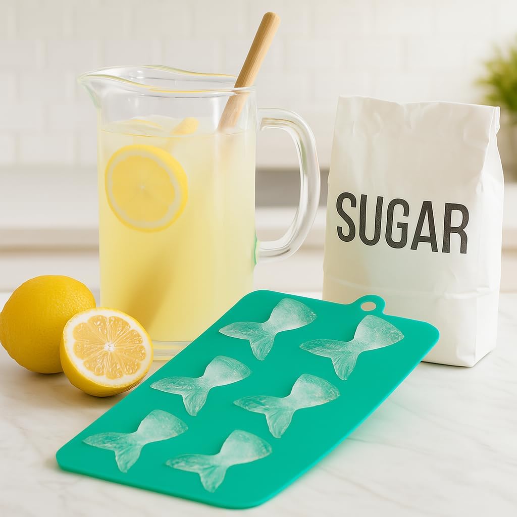 HIC Kitchen Silicone Mermaid Tails Ice Cube Tray, Non-Stick, Set of 2, Each Tray Makes 6 Mermaid Tails