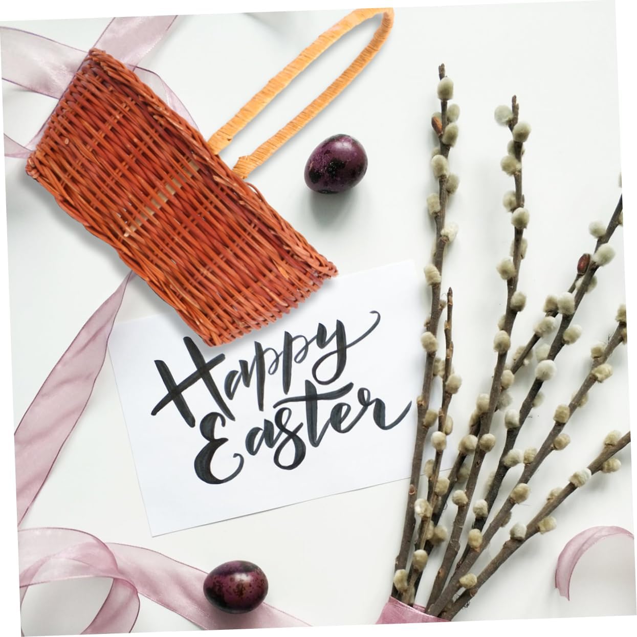 Luxshiny 3pcs Rectangular Mini Easter Basket for Storage and Decoration for Collection and Party Use Easter Accessory Handle