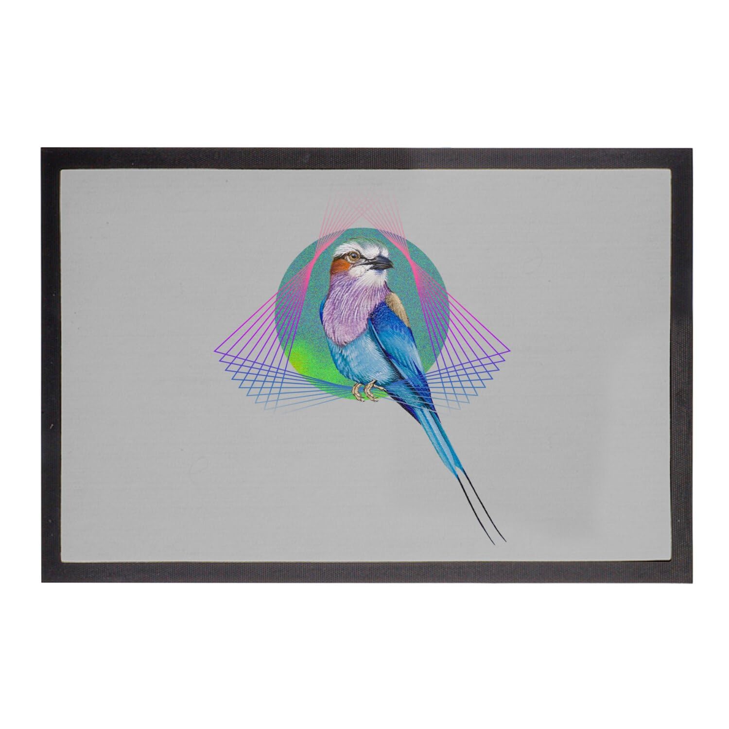 Paillasson Gris Vintage Illustration Oiseau Tapis d'Art 60x40