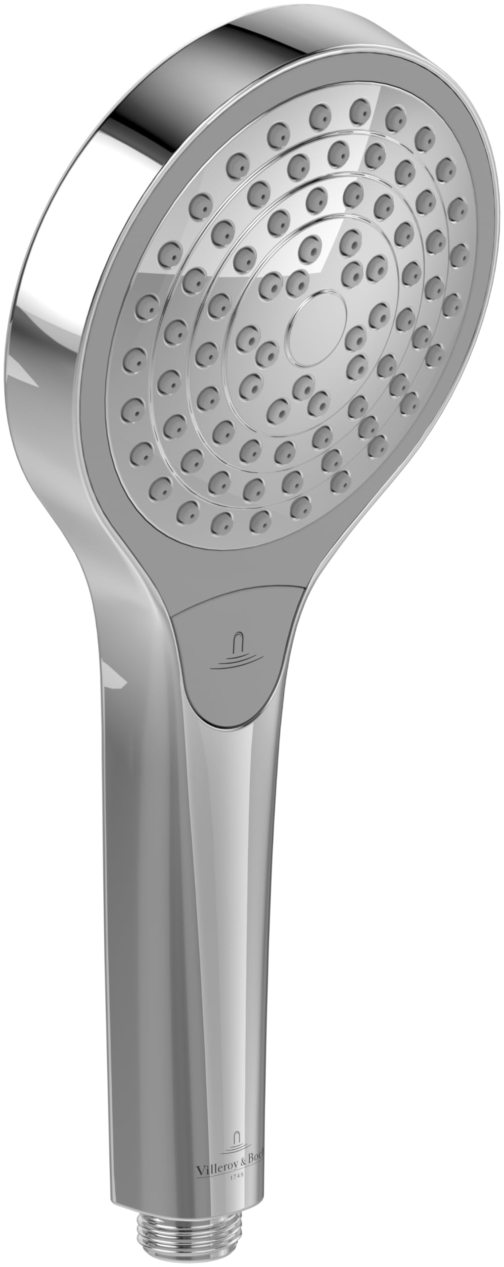 Villeroy & Boch Verve Showers słuchawka prysznicowa z 3 rodzajami strumienia, z wbudowanym zaworem zwrotnym, łatwa w czyszczeniu, okrągła, chromowana