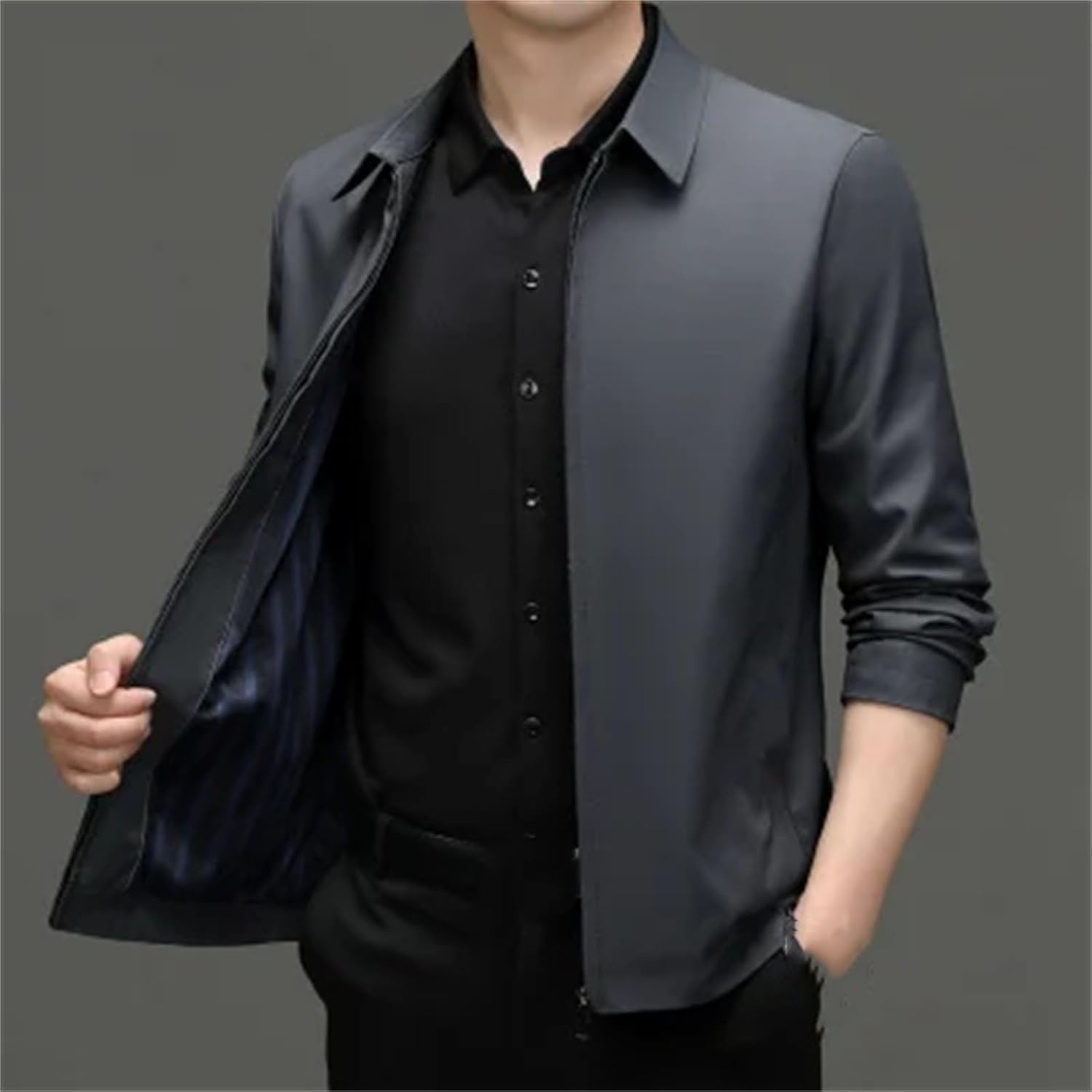 Men Fashion Turn Down Collar Jacket Casual Classic Business Coats