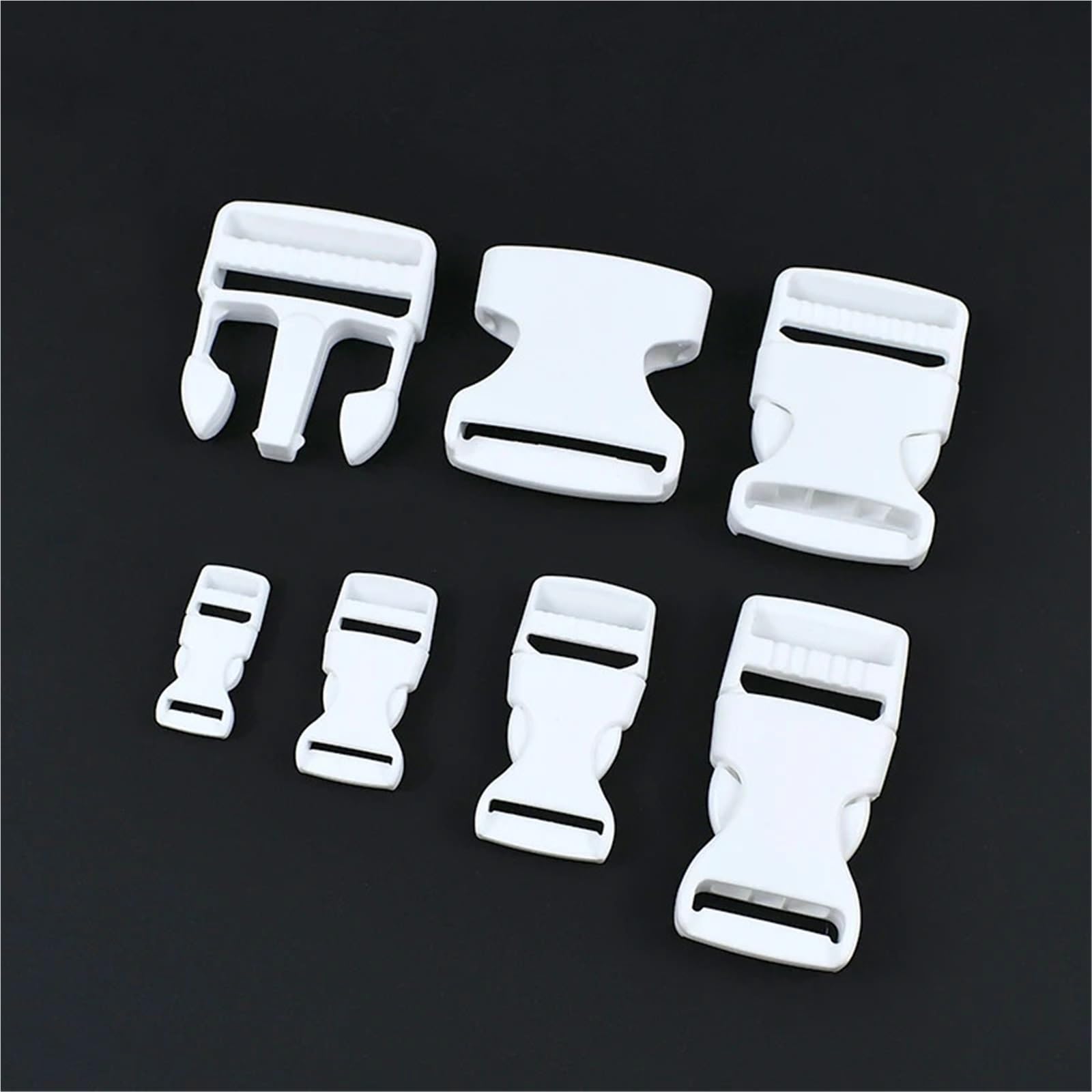 Schnallen und Clips für Rucksäcke 2/5/10 Stück 10–38 mm verstellbare Kunststoffschnallen mit Schnellverschluss for Rucksackgurte, weiße Paracord-Fallschirmschnalle, DIY-Clips(A-38mm,20Pcs)