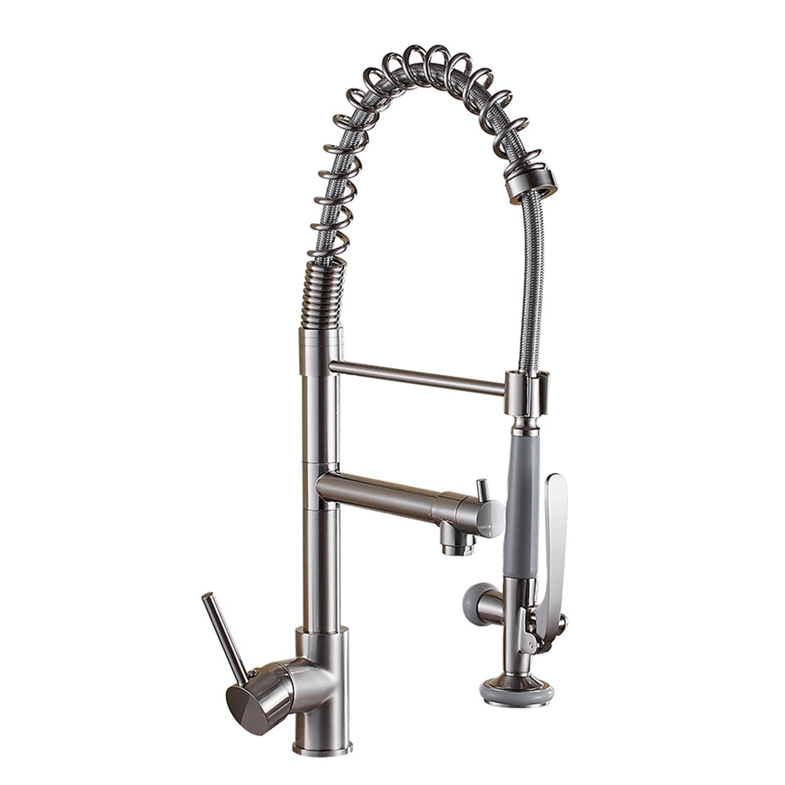 ZYCHSJXA Kitchen Tap Spring 360° Rotation Double Outlet Flexible Spout Telescopic Sprayer Brass-Brushed
