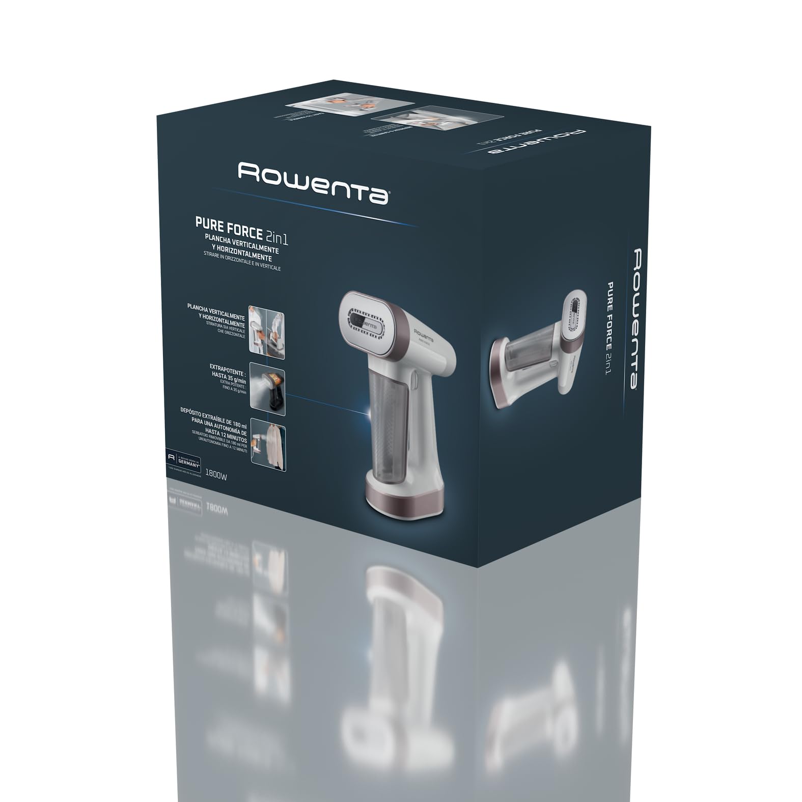 Rowenta Pure Force, Cepillo de vapor y plancha 2 en 1, Uso vertical/horizontal, Vapor potente, Se calienta en 25s, Depósito de agua extraíble de 180ml, Elimina hasta el 99,99% de bacterias, DR8720F0 — view 9