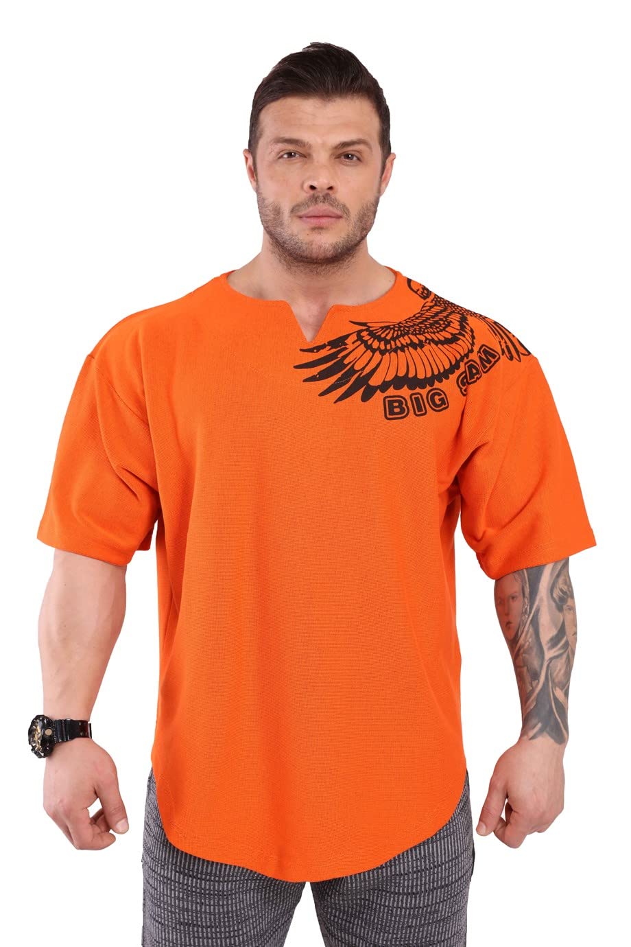 Herren Oversize Active T-Shirts Bodybuilding und Lifting Gym Groß Geschnitten Tops