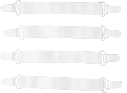 Correas de soporte para sábanas, 4 correas elásticas ajustables para sábanas, soporte de clips de fijación, sujetadores de sábanas (blanco, otros