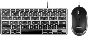 Macally Backlit Compact Keyboard and a Wired Computer Mouse, Sleek and Clean
