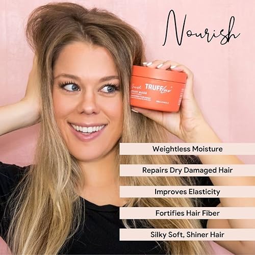 Miniatura 6 de Champú y mascarilla Nourish Argan, impregnado con extracto de trufa negra, hidrata profundamente, acondiciona y repara el cabello seco dañado, sin