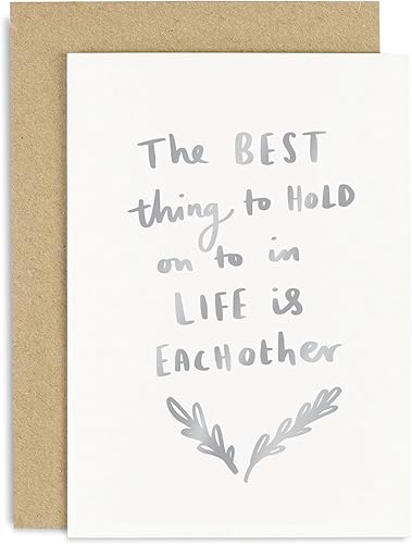 Old English Co. Hermosa tarjeta de boda para pareja, tarjeta especial de aniversario para padres, tarjeta de aniversario de lámina plateada "Best