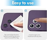 Vista 7 de Xfilm Protector de lente de cámara para iPhone 14 Pro/iPhone 14 Pro Max, dureza 9H, protector de anillo de diamante individual de metal a prueba