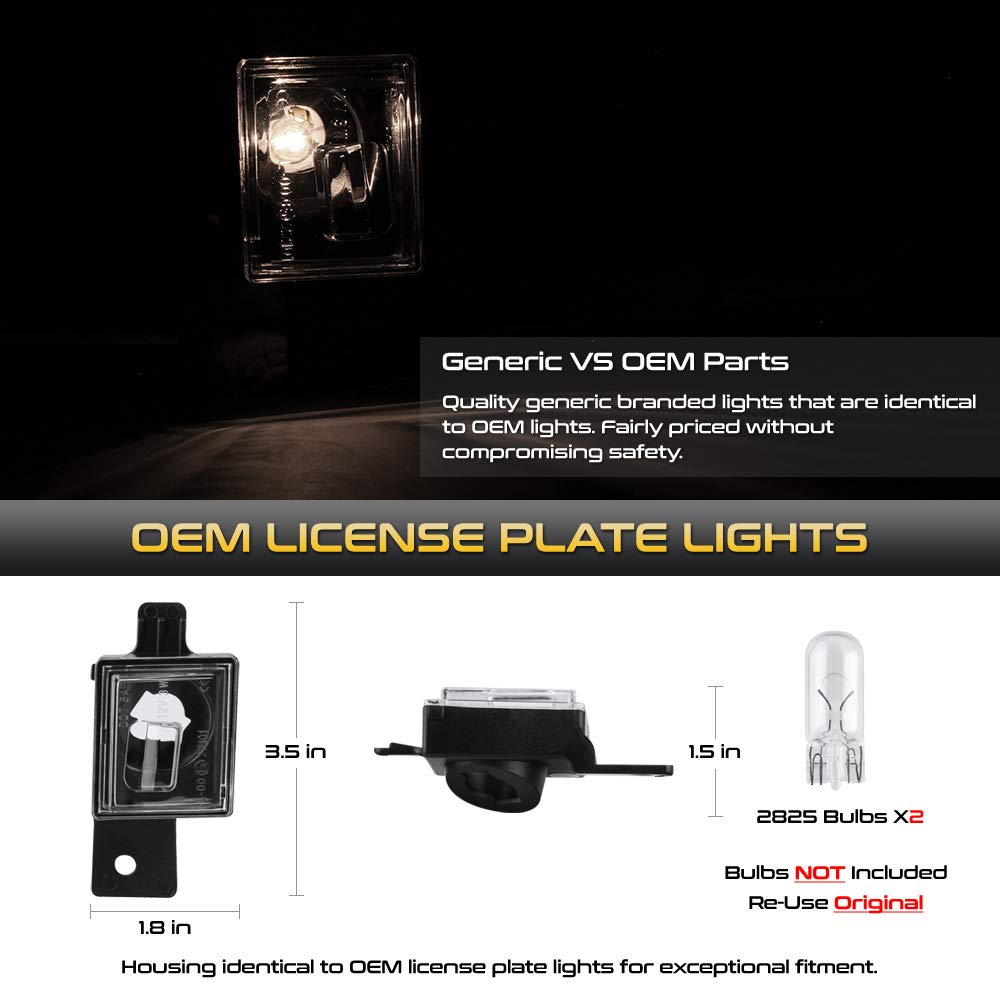 Chrome LED License Plate Light Lamp Compatible with Silverado Suburban GMC Sierra 1500 2500 3500 HD Tahoe Yukon Cadillac, 6500K White