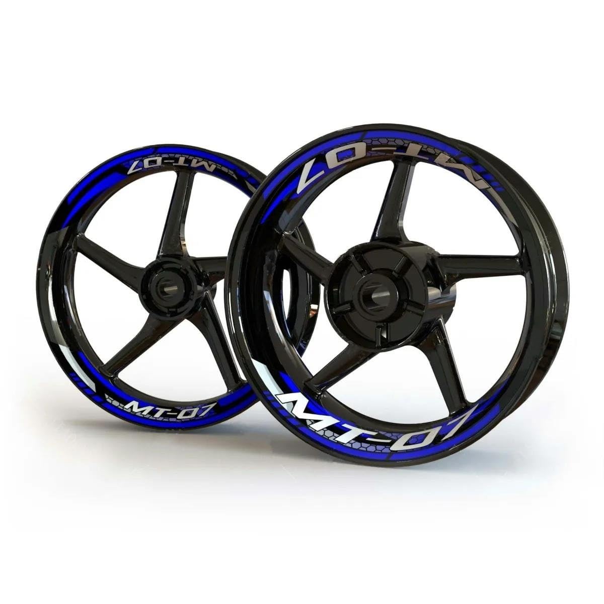 Motorrad-Radnabenaufkleber Reflektierende Aufkleber Für Motorradfelgen Für Yamaha MT07 MT 07 MT-07 Radnabenaufkleber Radaufkleber Felgenrandaufkleber(Blau)