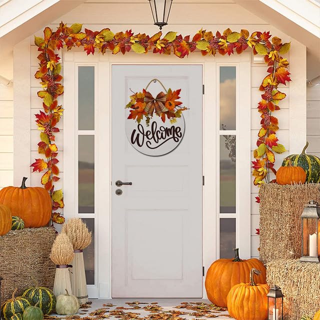 Ghirlanda Autunnale Per Porta Con Gnomo – Decorazione Halloween Ringraziamento, Teschio E Pipistrello, Diametro 20 Cm, Nero - 3