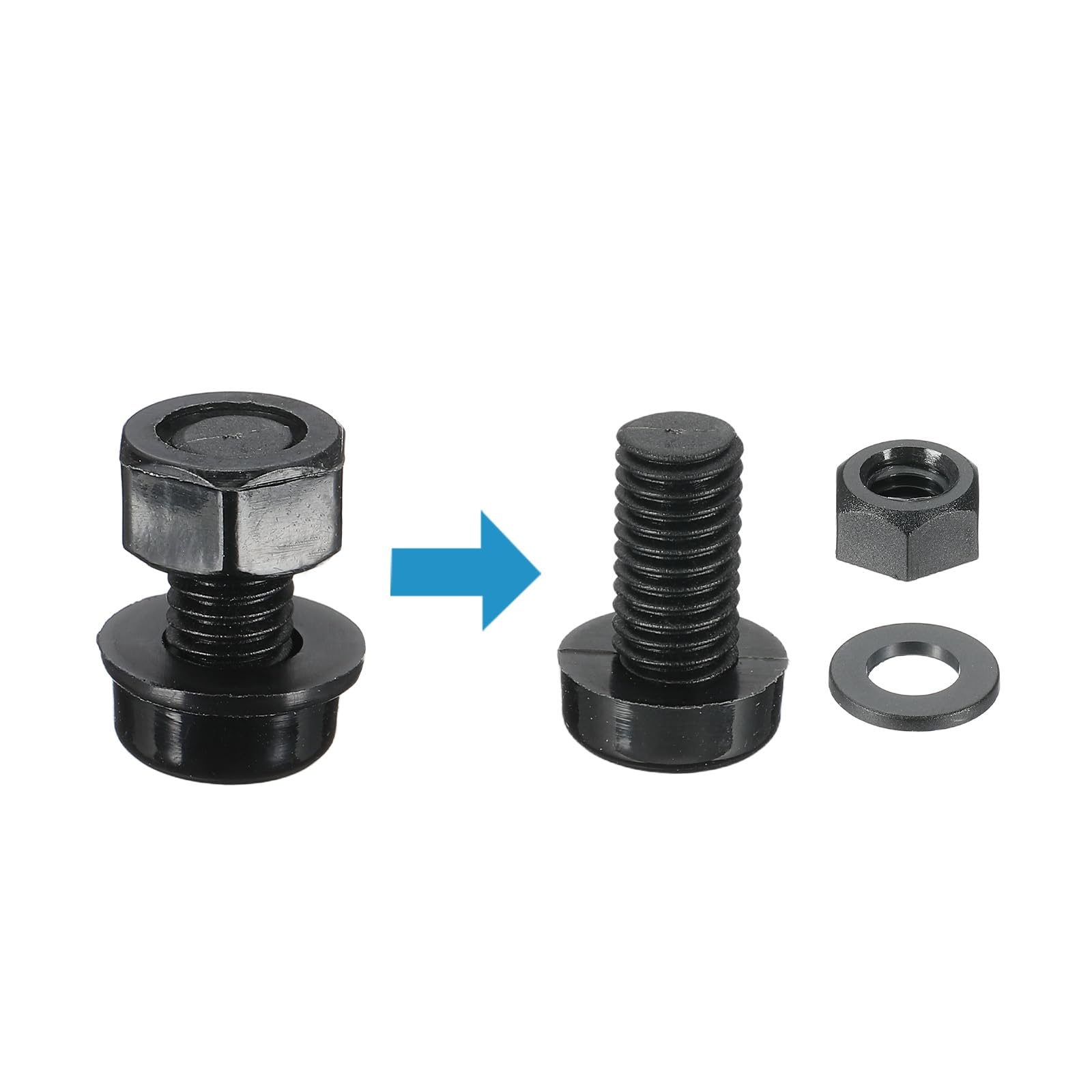 PATIKIL M8x15mm Black Nylon Bolts Plastic Nuts Full Thread Head Screws, 24 Pcs, M8*15mm - Image 3