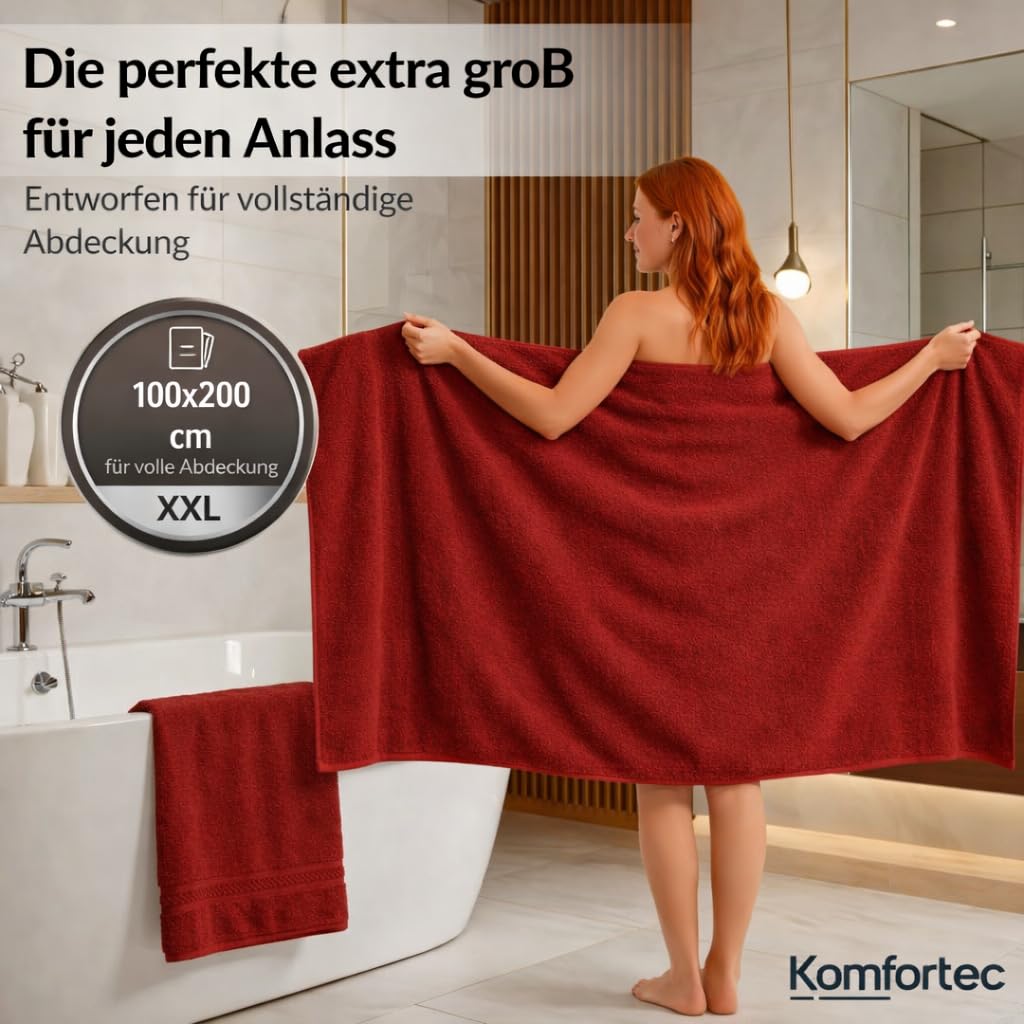 Komfortec Badetuch 100x200 cm aus 100% Baumwolle – Bild 2