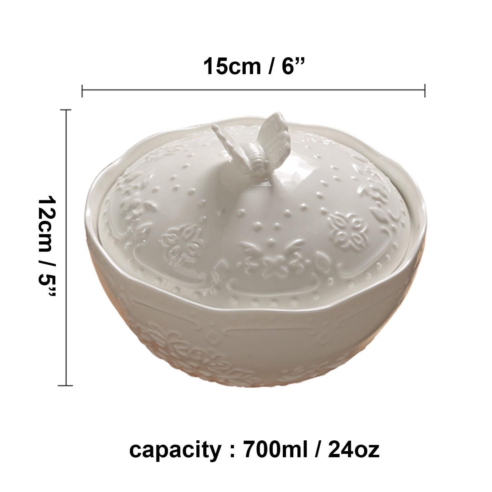 Cuenco de sopa con tapa, cuenco poco profundo, cuenco de fideos Udon, cuenco de cerámica para ramen, cuencos grandes (blanco, 24 onzas)