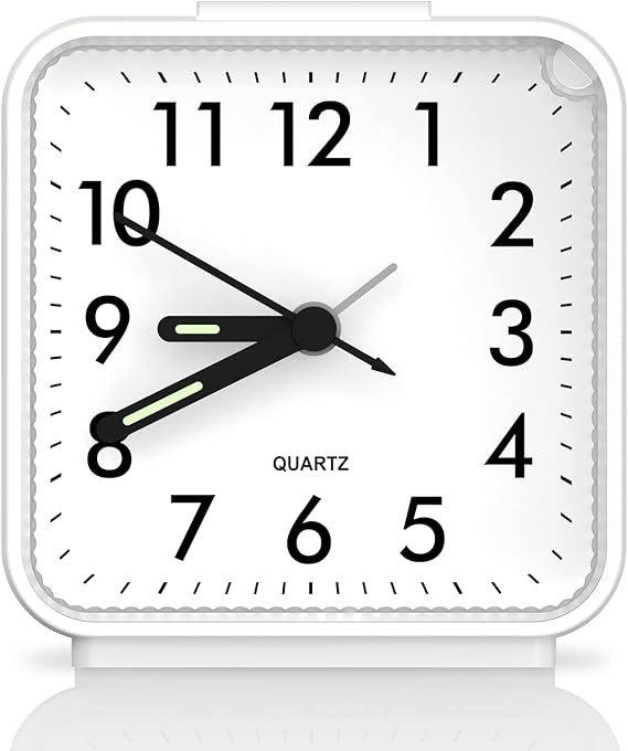 OQIMAX Silent Alarm Clocks, Large Display Bedside Alarm Clock, Non