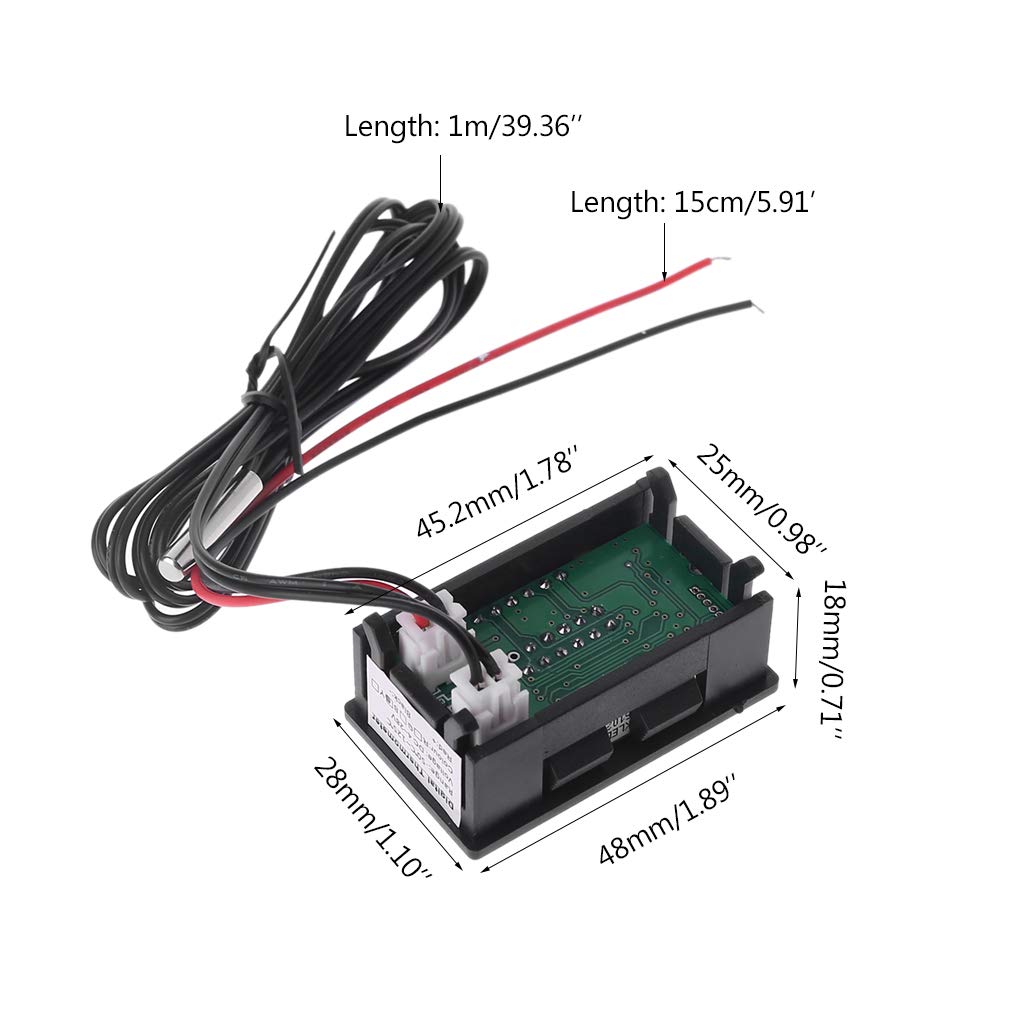 Display Car Thermometer Voltmeter Voltage Gauge Temperature Meter Tester 12V / 24V with Cable & Probe Professional Digital Temperature Meter Thermometer Pyrometer Humidity Barometer Controller
