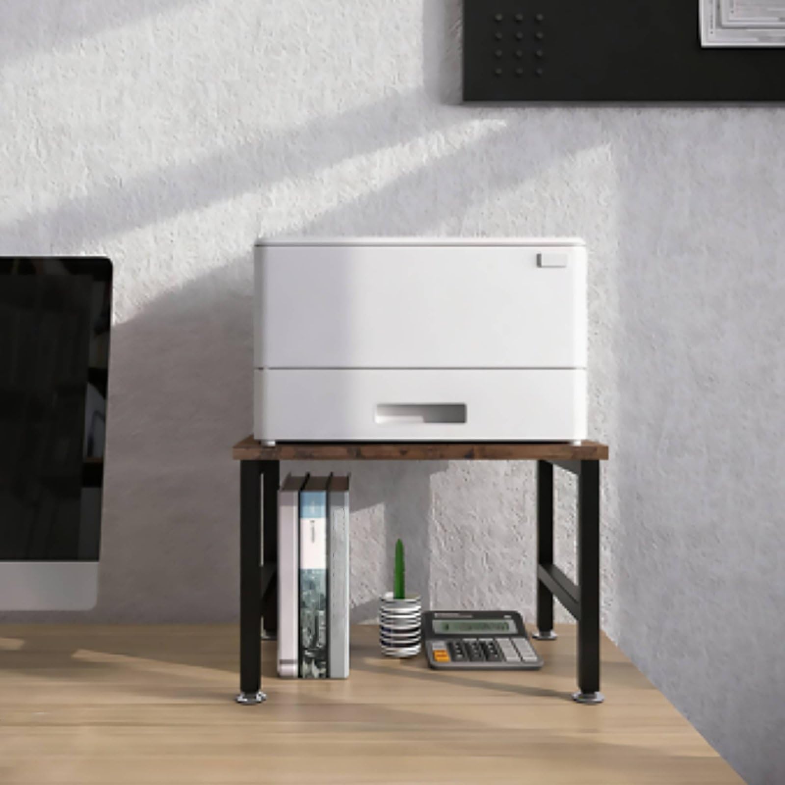 KESOTO Ripiano Stampante Ufficio Supporto Stampante Mensola Organizer Porta Dispositivo Struttura Stabile Portata Elevata con Ripiano Inferiore Salvaspazio Adatto per Studio Lavoro Casa