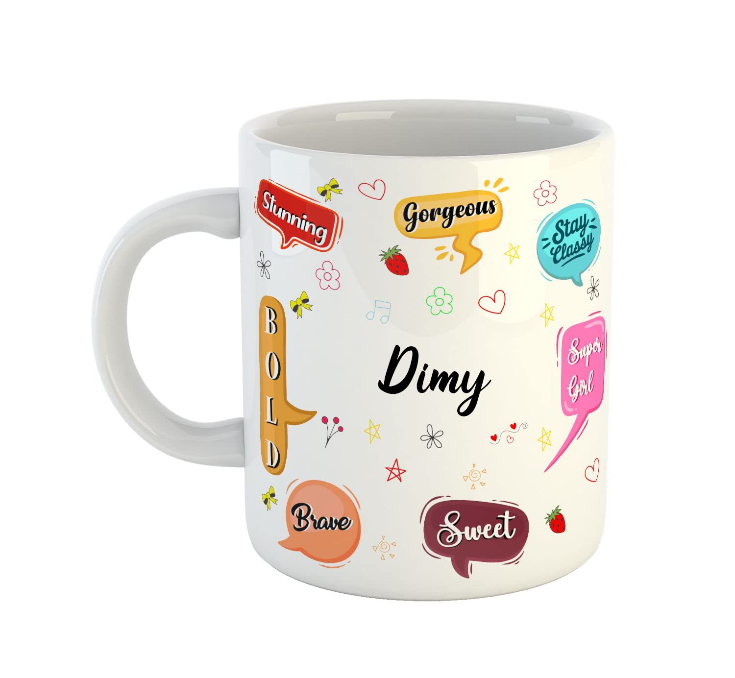 ASHVAH Personalised Dimy Name Coffee Mug for Girls - Best Birthday Gift for Daughter, Sister, Girlfriend, Wife, Return Gift - Color - White, Name -Dimy