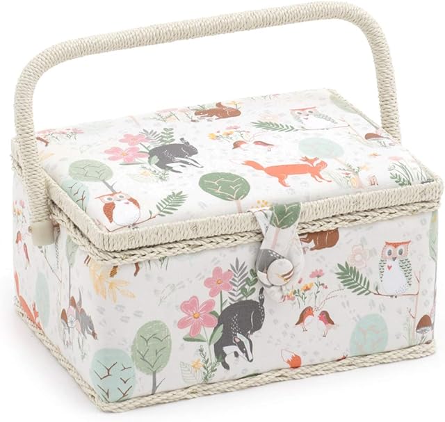 Hobby Gift Exclusive Medium Sewing Craft Storage Box, Wood, Woodland