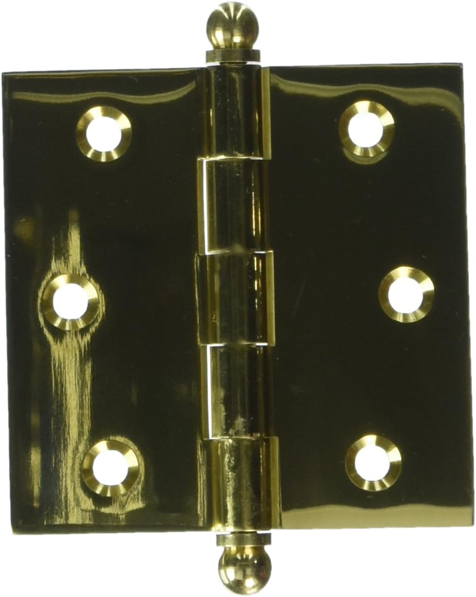 Deltana CH2525U3-UNL Solid Brass 2-1/2-Inch x 2-1/2-Inch Cabinet Hinge with Ball Tips