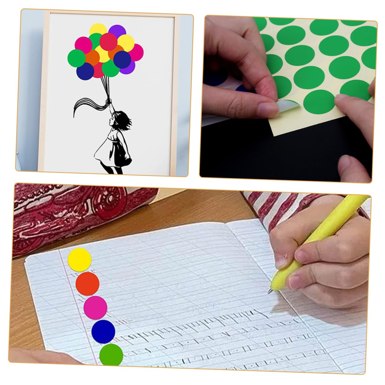Homoyoyo 5 Set Adesivi A Punti Colorati Punto Etichette Adesive Circolari Autoadesivo Etichette Circolari Adesivi Del Diario Rotondi Piccoli Del Cerchio Carta 50 Fogli*5