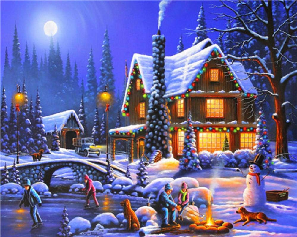 Peinture par numéros paysage hivernal pour cocooner au salon lors des soirées d'hiver