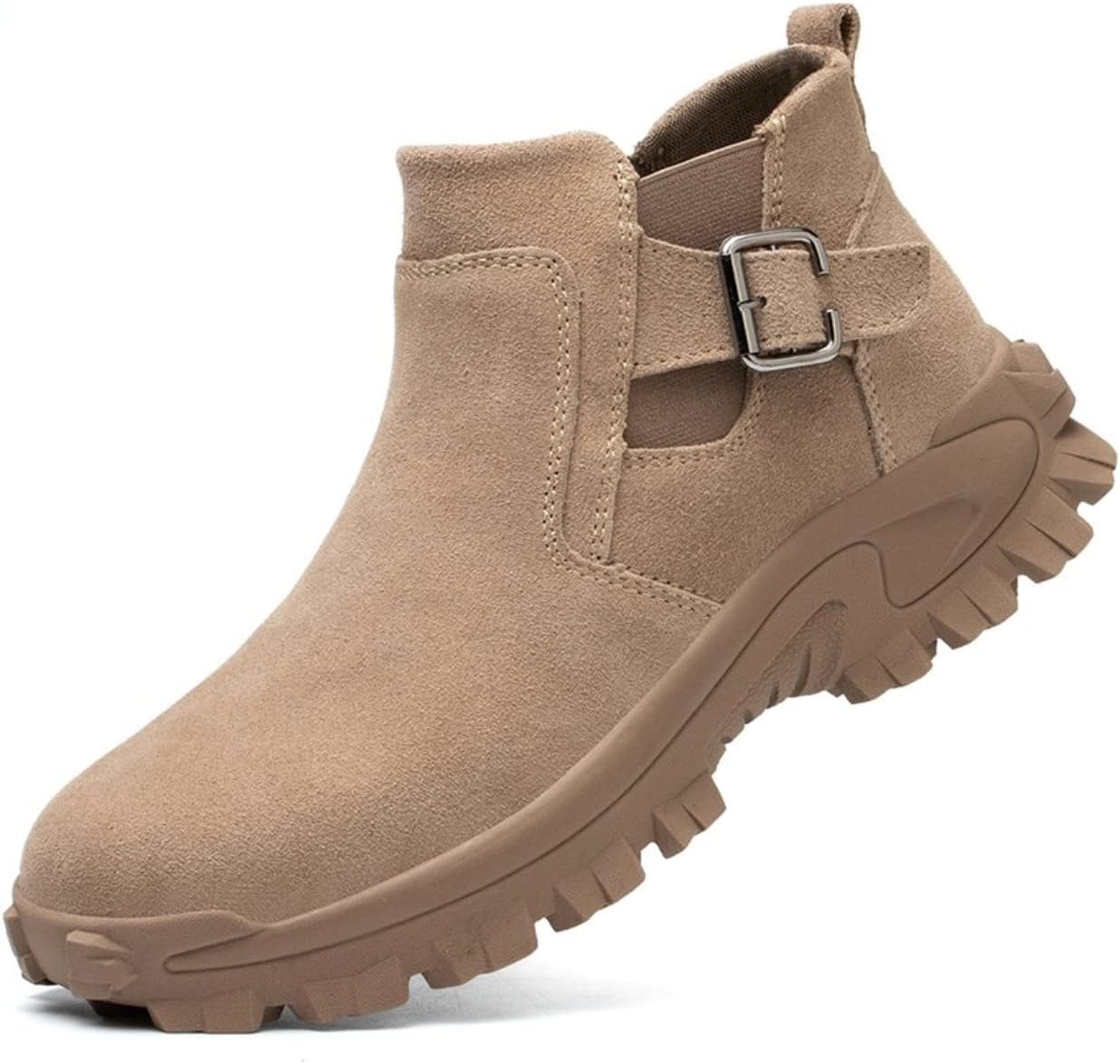 Micoklinlin Mens Steel Toe Shoes Breathable Leather Welding Shoes Lightweight Slip-on Safety Shoes Casual Work Boots