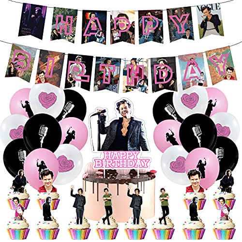 Harry Styles Birthday Decorations Harry Styles Birthday Party Supplies Harry Styles Party Decorations Set Includes Banner Balloons Cake Toppers