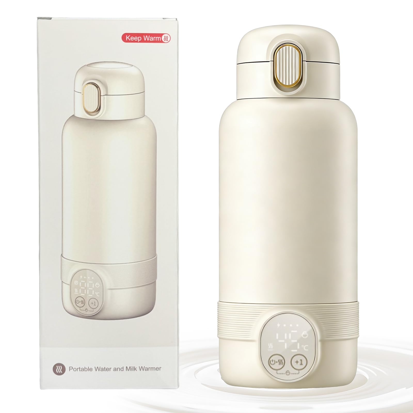 Tragbarer Flaschenwärmer Baby für unterwegs,mit 14000mAh Akku,Schnellaufheizen in 2 Min,Mobiler Babyflaschenwärmer,500ml Kapazität,für Muttermilch, Wasser(37–100 °C einstellbar)