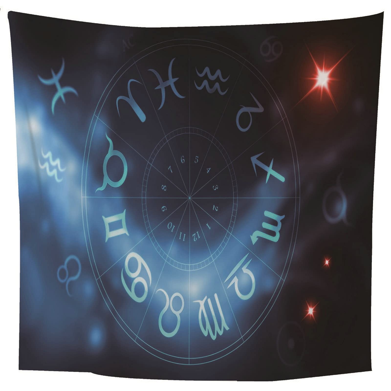 Aeici Tela Pared Playa, Manta Pared Decorativa Tapiz Patrón Simple de Doce Constelaciones- Azul, 240x220CM