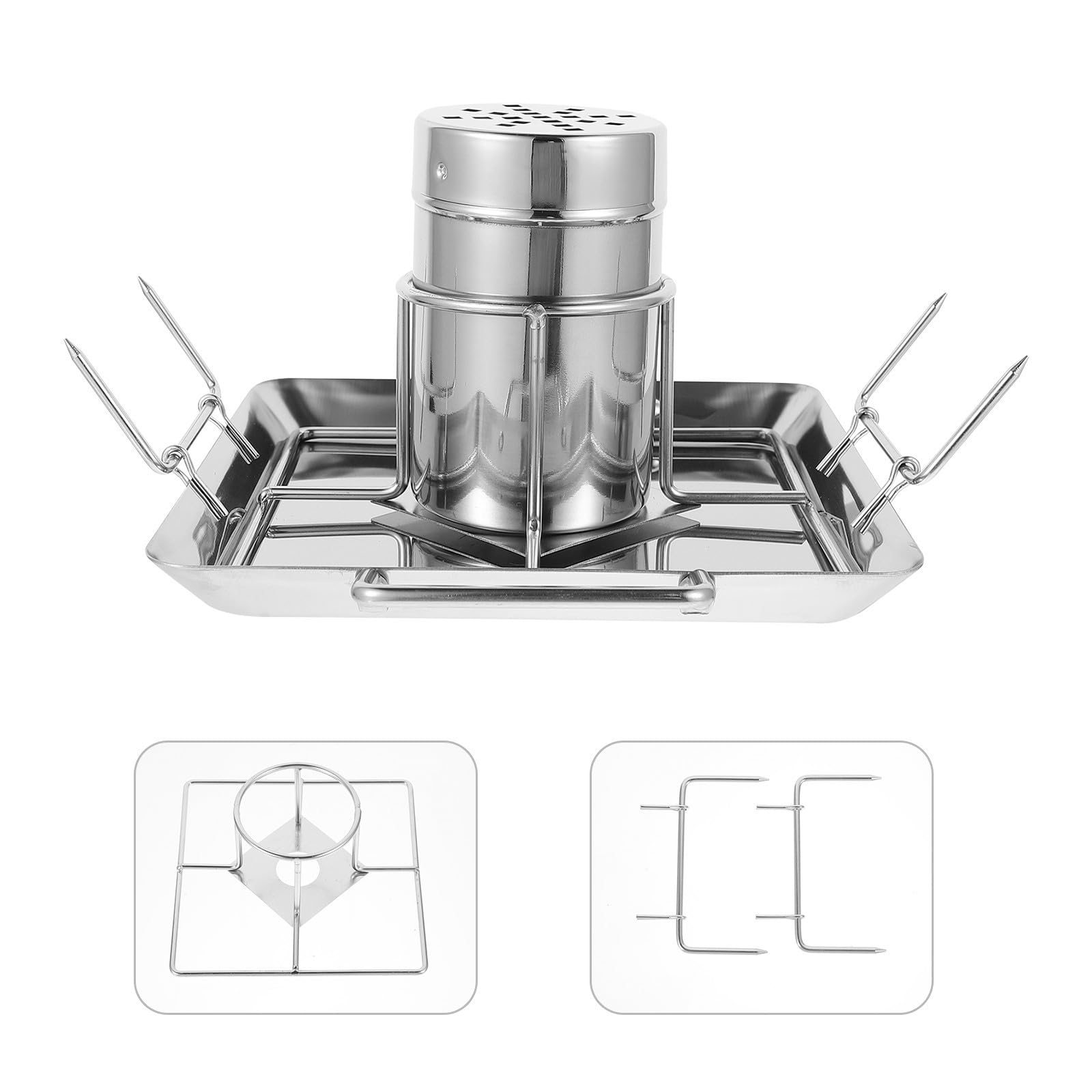 INOOMP Vassoio per Pollo da Barbecue, Acciaio Inox, Smontabile
