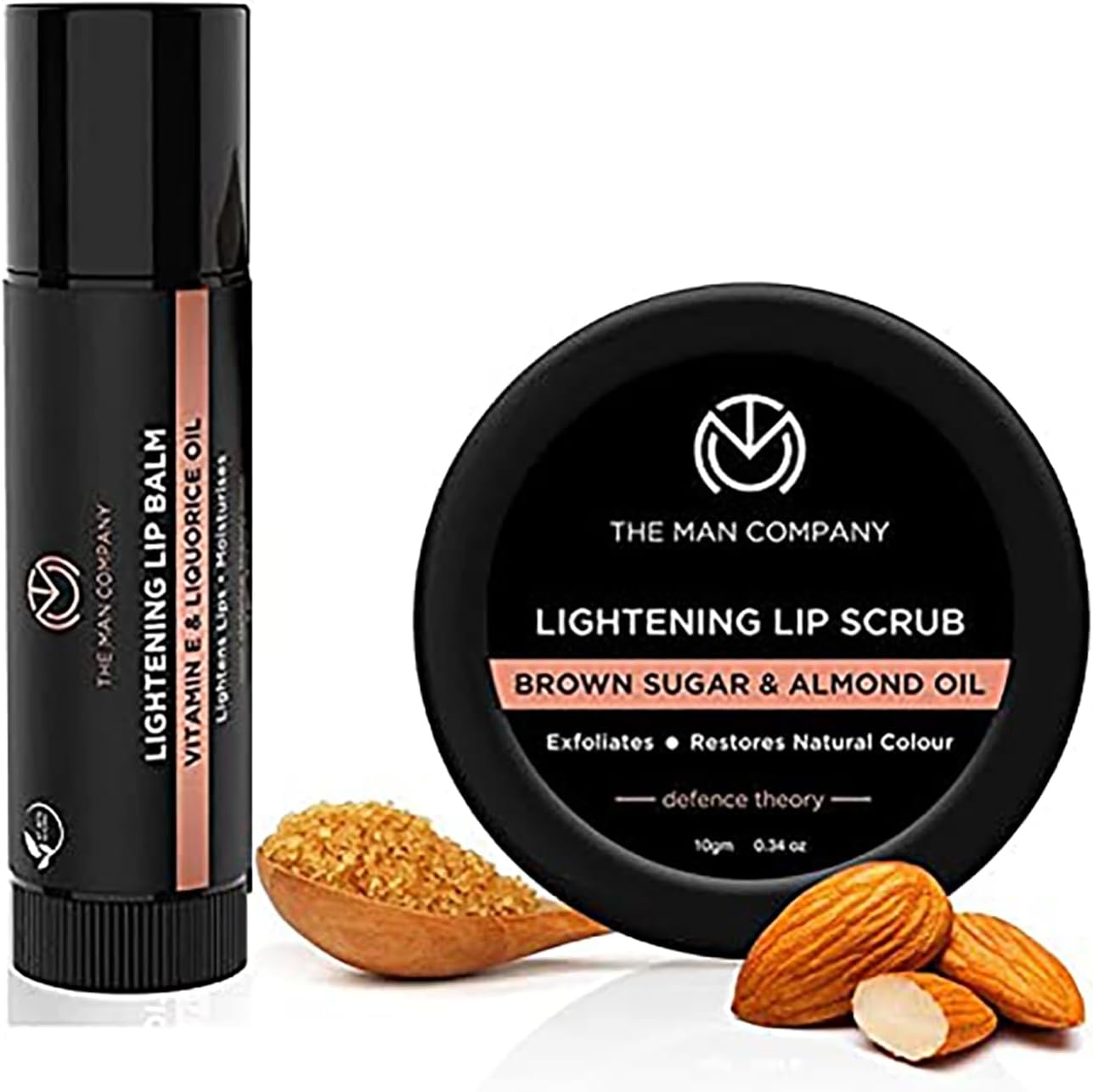 The Man Company Lip Care Combo with Lip Scrub & Lip Balm for Dry & Chapped Lips, Lightening & Brightening Dark Lips, for Soft, Supple & Damaged Lips, 14Gm