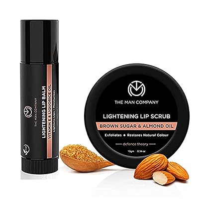 The Man Company Lip Care Combo With Lip Scrub & Lip Balm For Dry & Chapped Lips | Lightening & Brightening Dark Lips | F