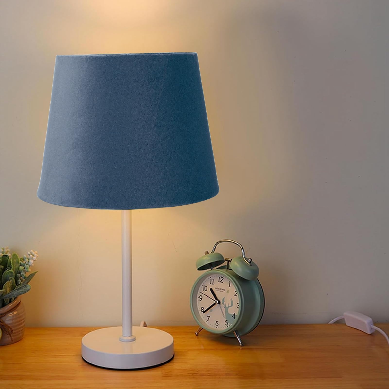 Paralume In Velluto Conico E27/E14 – Blu – Copri Lampada Affusolato Per Lampada Da Tavolo E Terra – Decorazione Elegante Per Camera E Hotel