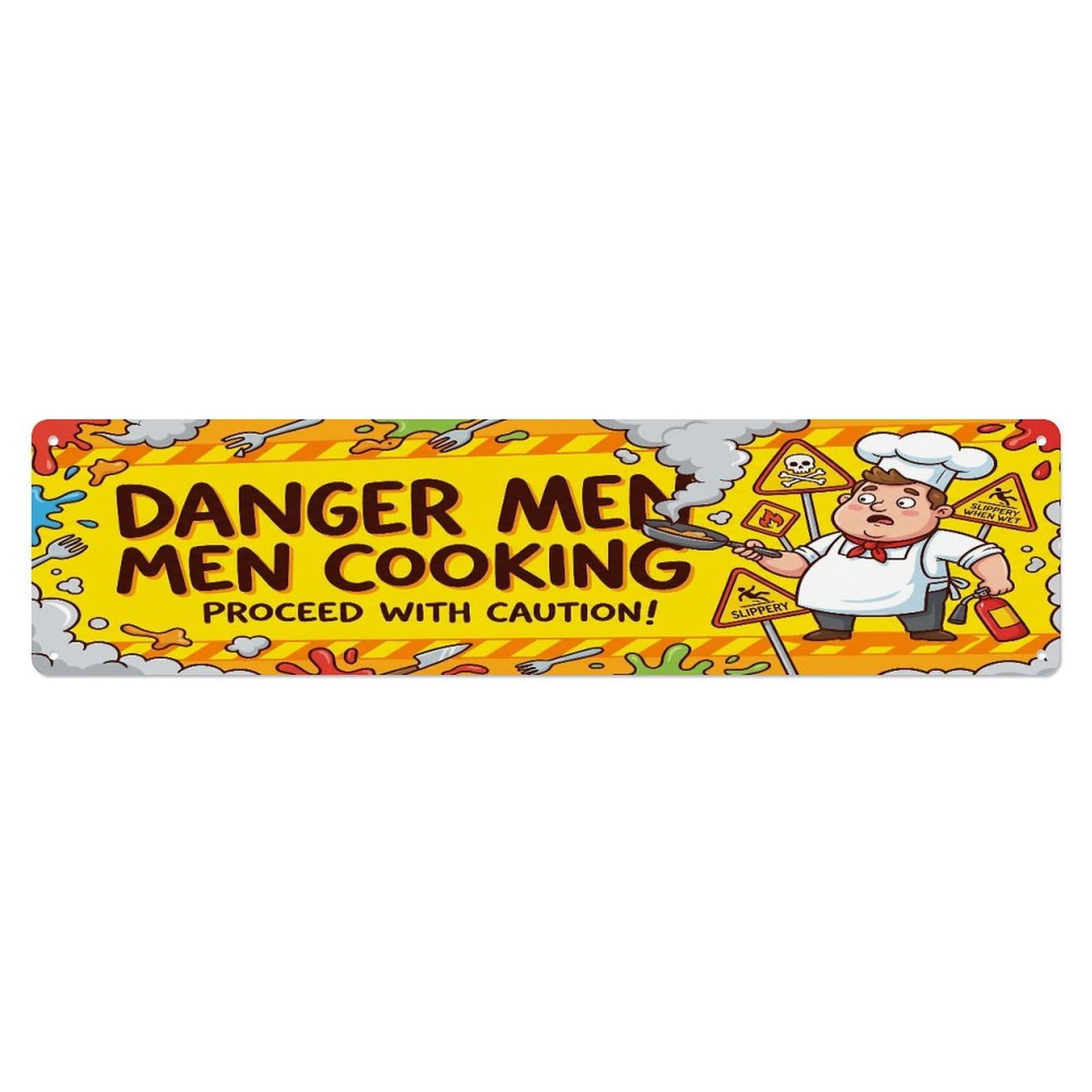 Metal Tin Sign Danger Men Cooking Kitchen Funny