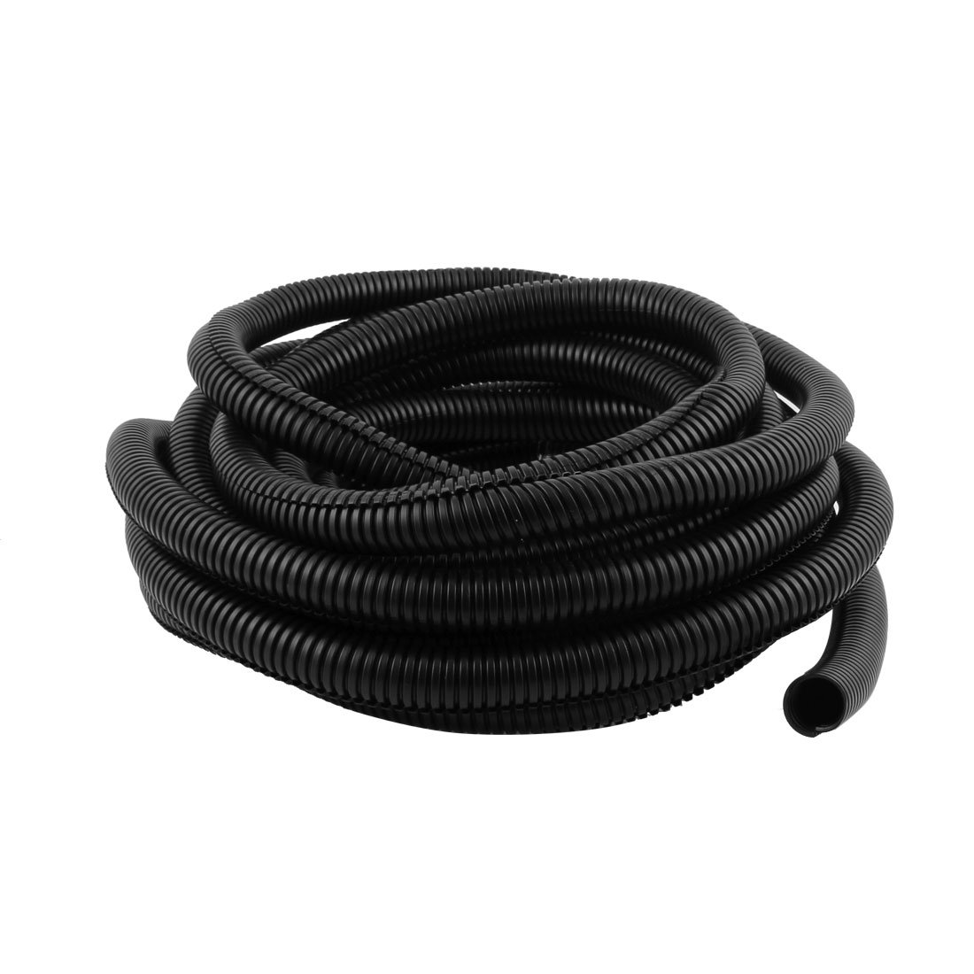 Manguera corrugada de PVC, abierta, retardante de llama, de 25 mm de diámetro y 11,3 metros de longitud, color negro